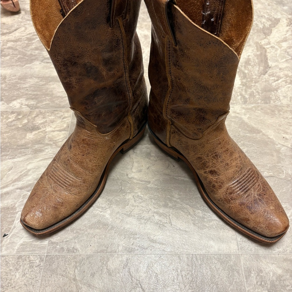 Justin Bent Nail Shawnee 10D BR733 Men's Brown Leather Cowboy Boots